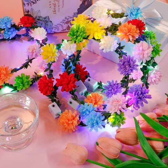 1419 64 Pcs Halloween Light up Flower Crown LED Glow Party Headband Girl main image 5
